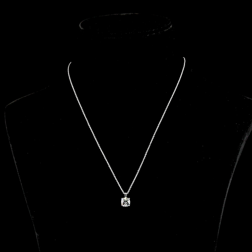 [PD14WSOSCB150PNS] 1.51 Cts 14k White Gold Square Cushion Brilliant Shape Solitaire Pendant
