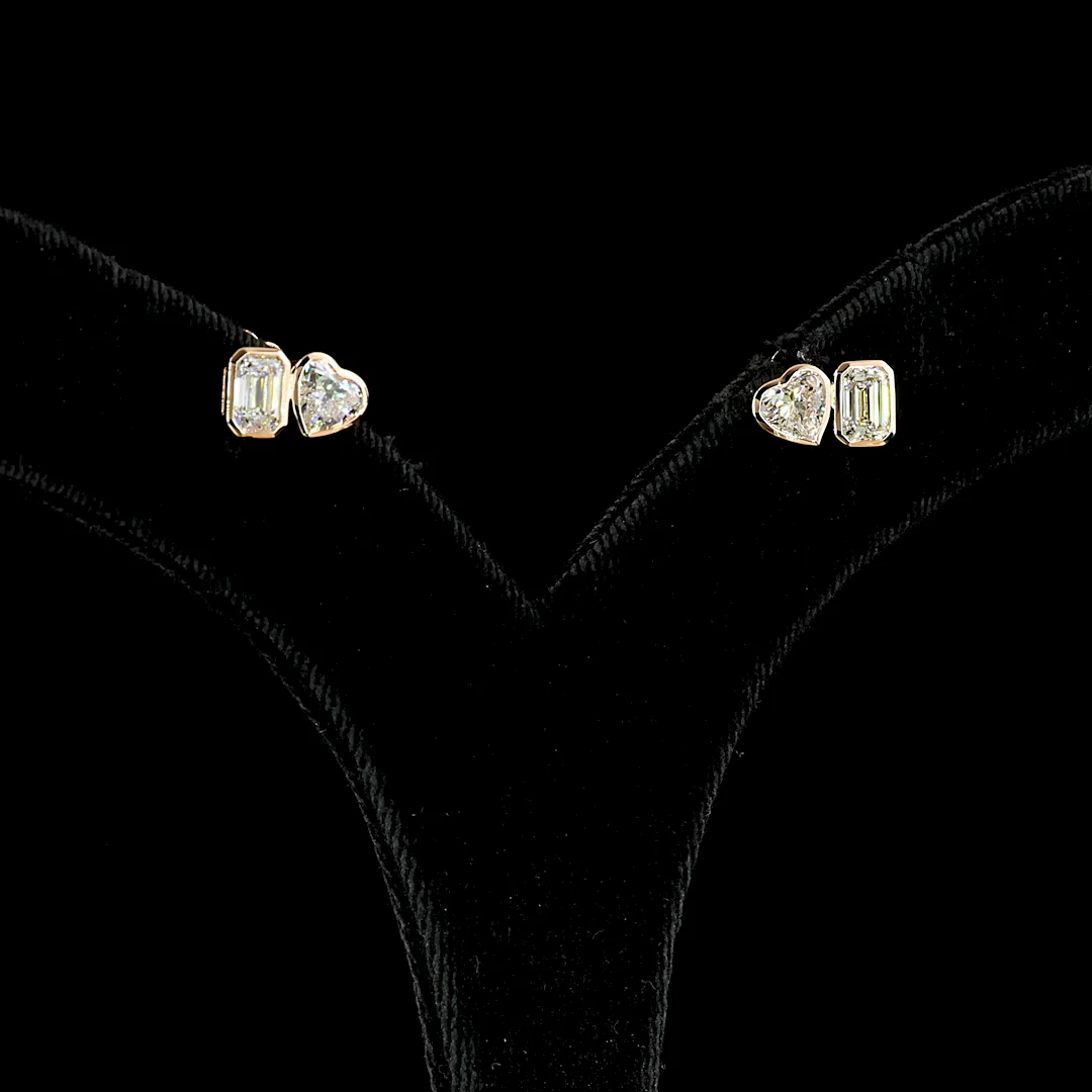 1.84 Cts 14k Rose Gold Mix Shape Studs Earring