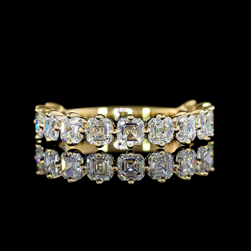 [EB14Y3/4AS200P] 1.97 Cts 14k Yellow Gold Asscher Shape 3/4 Band Eternity Band