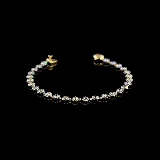 [BC14TTTSRD400P] 3.98 Cts 14k Two Tone Round Shape Tennis Bracelet