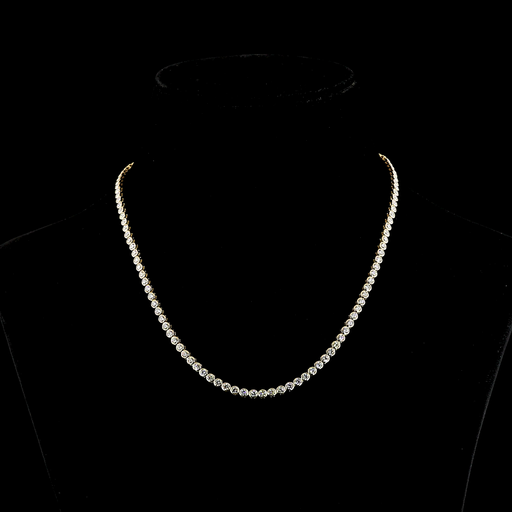 [NK14YTSRD650B] 6.63 Cts 14k Yellow Gold Round Shape Tennis Necklace