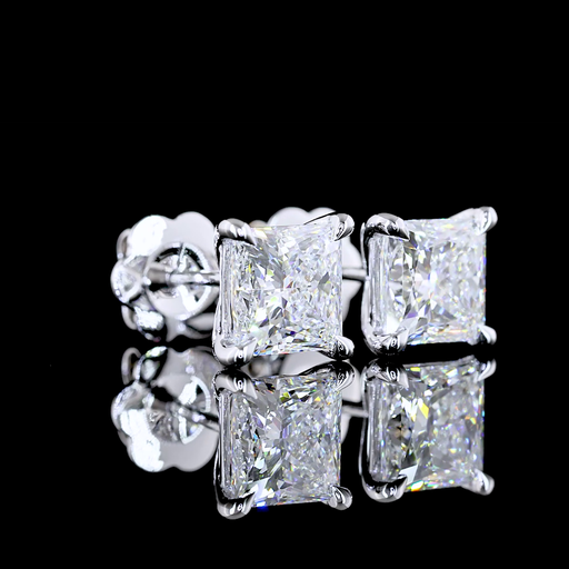 [ER14WSDPR300P] 0 Cts 14k White Gold Princess Shape Studs Earring