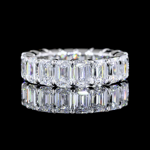 [EBPEM650PNS] 6.89 Cts Platinum Emerald Shape Eternity Band Eternity Band