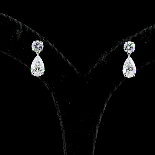 [ER14WHNRD500PNS] 5.01 Cts 14k White Gold Round Shape Hanging Earring