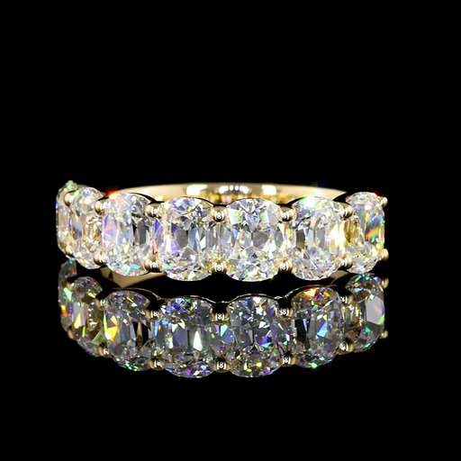 [EB14Y7ANCU200PNS] 2.16 Cts 14k Yellow Gold Antique Cushion Shape 7 Stones Eternity Band