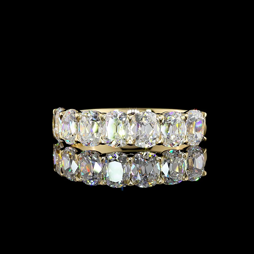 3.27 Cts 14k Yellow Gold Antique Cushion Shape 7 Stones Eternity Band