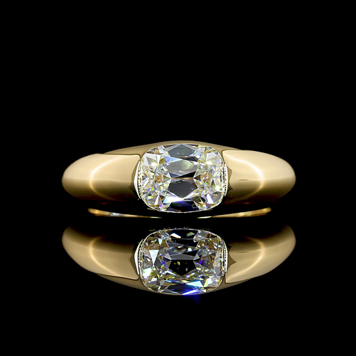 [RG14YSOANCU100FEW] 1.31 Cts 14k Yellow Gold Antique Cushion Shape Solitaire Ring