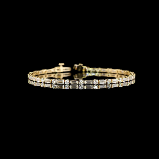 [BC14YTS400PEW] 4.03 Cts 14k Yellow Gold Mix Shape Tennis Bracelet