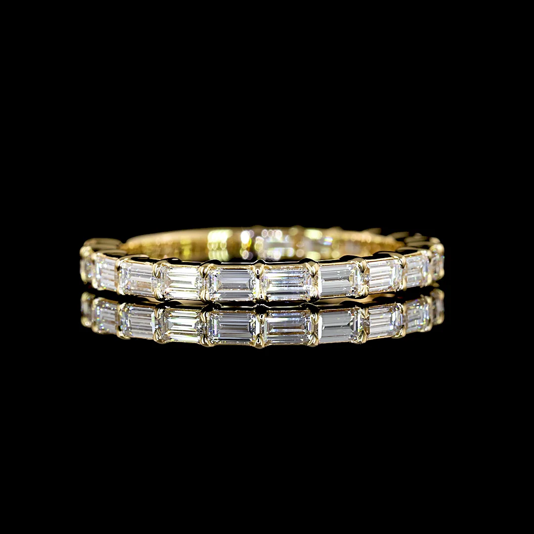 0.92 Cts 18k Yellow Gold Baguette Shape 3/4 Band Eternity Band