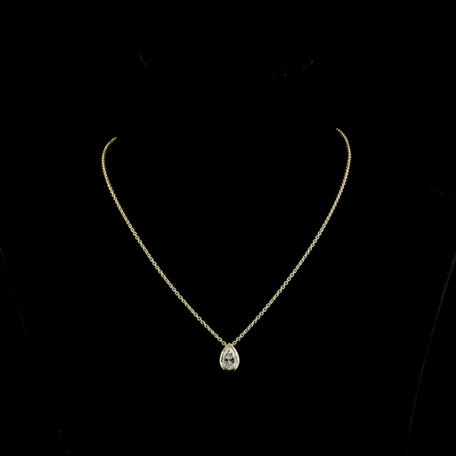 [PD14YSOPS150BNS] 1.6 Cts 14k Yellow Gold Pear Shape Solitaire Pendant