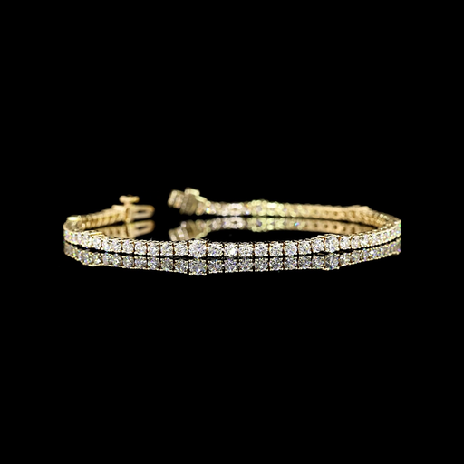 [BC14YSLTRD350P] 3.75 Cts 14k Yellow Gold Round Shape Station Line Tennis Bracelet