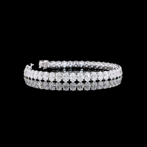 [BC14WTSOV1500PNS] 15.01 Cts 14k White Gold Oval Shape Tennis Bracelet
