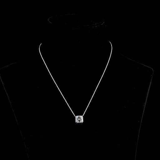 [PD14WSOAS300B] 3.06 Cts 14k White Gold Asscher Shape Solitaire Pendant