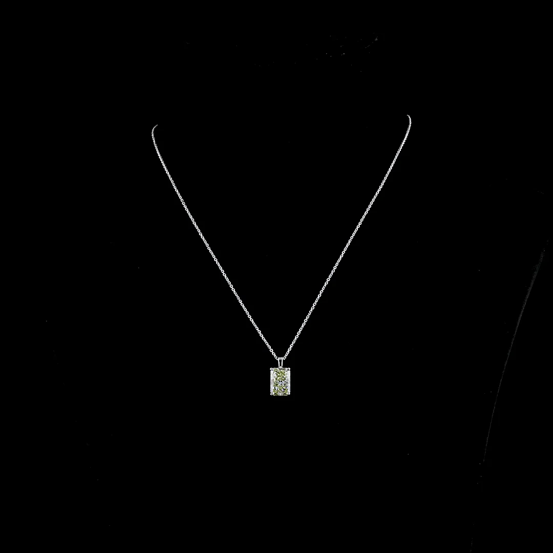 3.03 Cts 14k White Gold Radiant Shape Solitaire Pendant