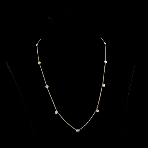 [NK14YSTRD200B] 2.02 Cts 14k Yellow Gold Round Shape Station Necklace