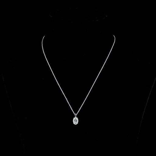 [PD14WSOOV150PNS] 1.54 Cts 14k White Gold Oval Shape Solitaire Pendant