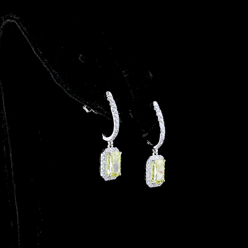 [ER14WHNRAD250PNS] 2.68 Cts 14k White Gold Radiant Shape Hanging Earring