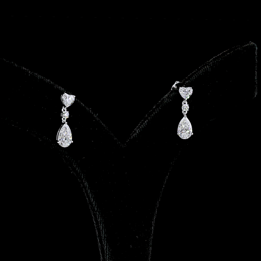 [ER14WHNPS150PEW] 1.66 Cts 14k White Gold Pear Shape Hanging Earring