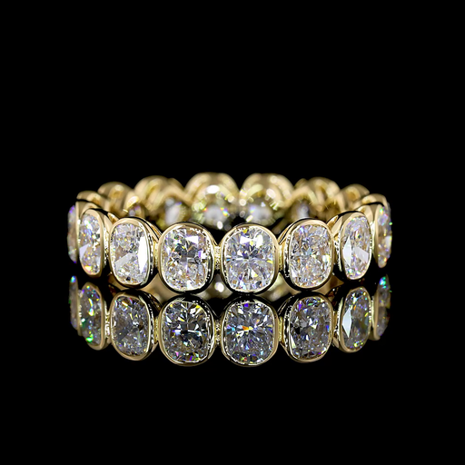 [EB14YBECU300BNS] 3.35 Cts 14k Yellow Gold Cushion Brilliant Shape Eternity Band Eternity Band
