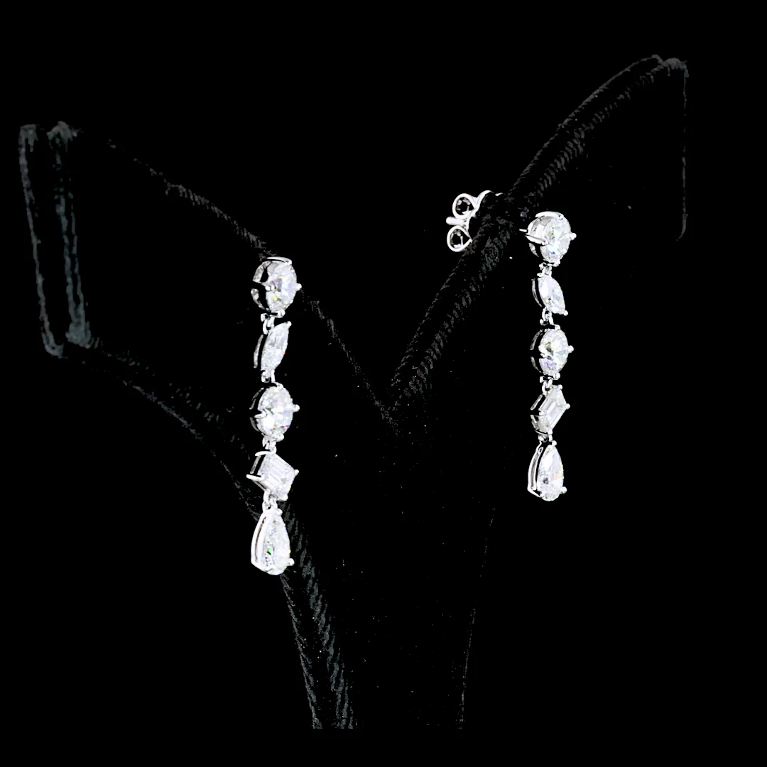 2.42 Cts 14k White Gold Mix Shape Hanging Earring