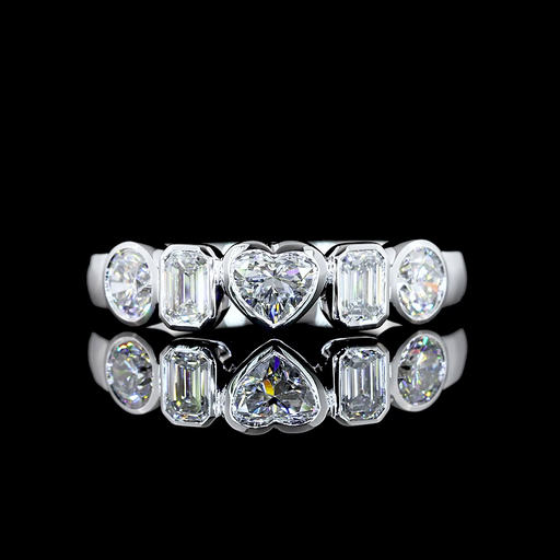 [EB14W5HS100BNS] 1.03 Cts 14k White Gold Heart Shape 5 Stones Eternity Band