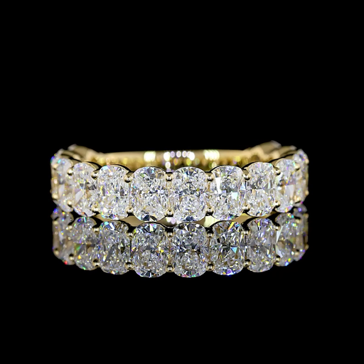 [EB14Y3/4BECU300PNS] 3.15 Cts 14k Yellow Gold Cushion Brilliant Shape 3/4 Band Eternity Band