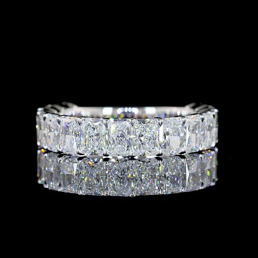 [EB14W3/4RAD300PNS] 3.21 Cts 14k White Gold Radiant Shape 3/4 Band Eternity Band