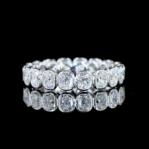 [EB14WBECU200BNS] 2.15 Cts 14k White Gold Cushion Brilliant Shape Eternity Band Eternity Band