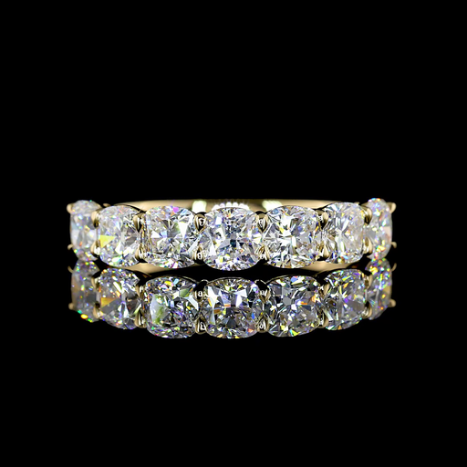 [EB14Y7SCB200P] 2.03 Cts 14k Yellow Gold Square Cushion Brilliant Shape 7 Stones Eternity Band
