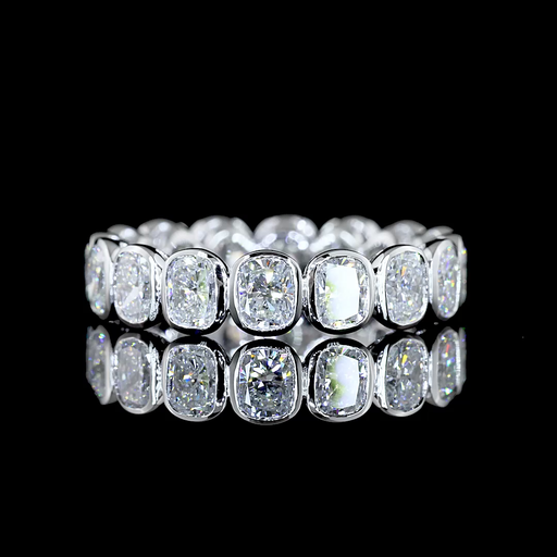 [EB14WBECU300BNS] 3.34 Cts 14k White Gold Cushion Brilliant Shape Eternity Band Eternity Band