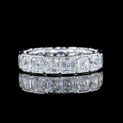 [EB14WAS500HB] 4.96 Cts 14k White Gold Asscher Shape Eternity Band Eternity Band