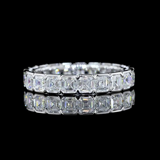 [EB14WAS300HB] 3.09 Cts 14k White Gold Asscher Shape Eternity Band Eternity Band