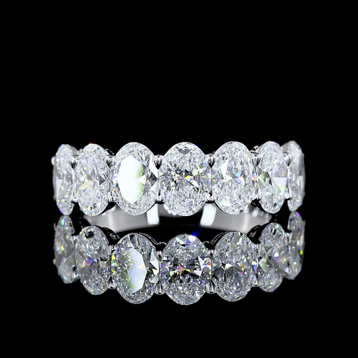 [EB14W7OV300PNS] 3.01 Cts 14k White Gold Oval Shape 7 Stones Eternity Band