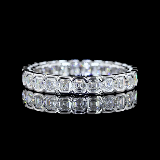 [EB14WAS200HB] 2.01 Cts 14k White Gold Asscher Shape Eternity Band Eternity Band