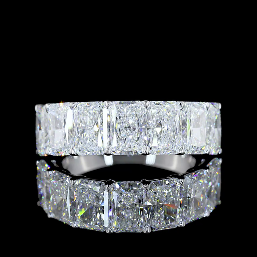 [EB14W7RAD500PNS] 5.19 Cts 14k White Gold Radiant Shape 7 Stones Eternity Band