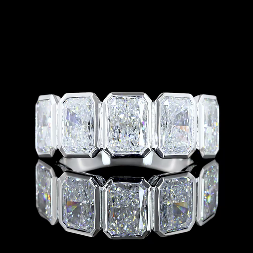 [EB14W5RAD500BNS] 5.05 Cts 14k White Gold Radiant Shape 5 Stones Eternity Band