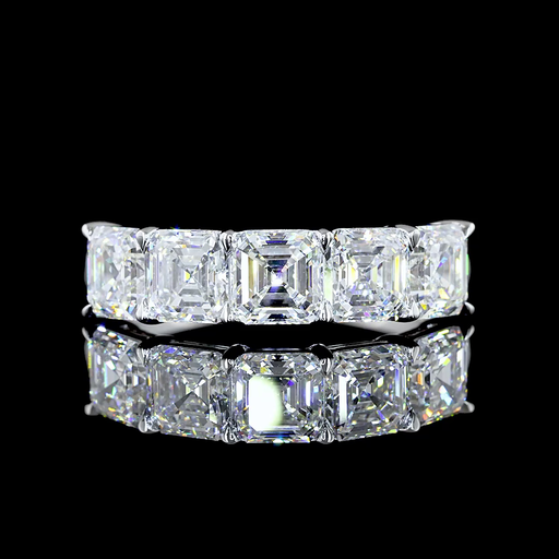 [EB14W5AS275P] 2.87 Cts 14k White Gold Asscher Shape 5 Stones Eternity Band