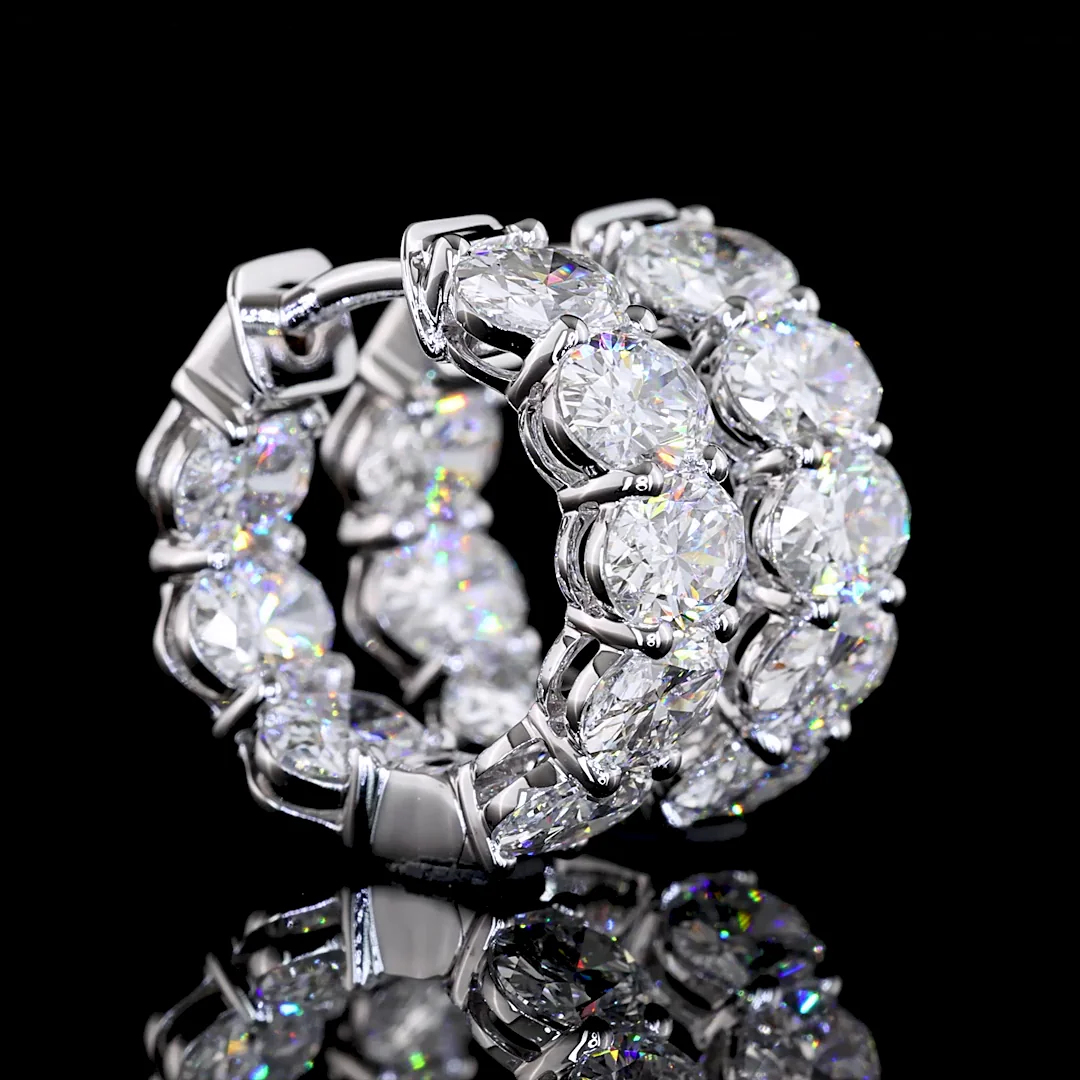 4.31 Cts 14k White Gold Oval Shape Huggies Earring