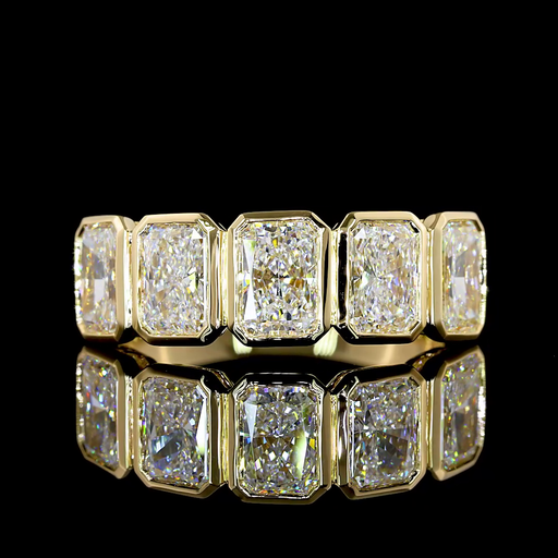 [EB14Y5RAD300BNS] 3.06 Cts 14k Yellow Gold Radiant Shape 5 Stones Eternity Band