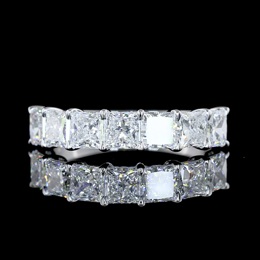 [EB14W7PR200P] 2.09 Cts 14k White Gold Princess Shape 7 Stones Eternity Band