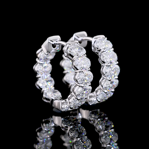 [ER14WHGOV175PNS] 1.88 Cts 14k White Gold Oval Shape Huggies Earring