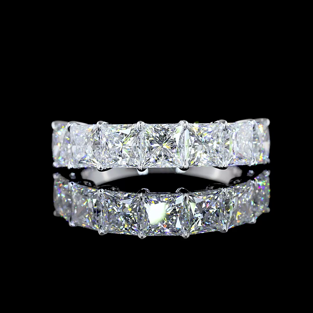 3.15 Cts 14k White Gold Princess Shape 7 Stones Eternity Band