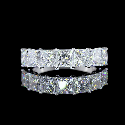 [EB14W7PR300P] 3.15 Cts 14k White Gold Princess Shape 7 Stones Eternity Band