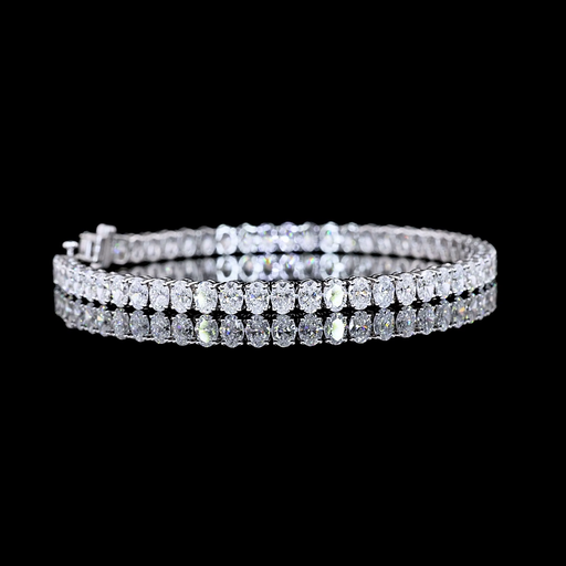 [BC14WTSOV900PNS] 9.23 Cts 14k White Gold Oval Shape Tennis Bracelet