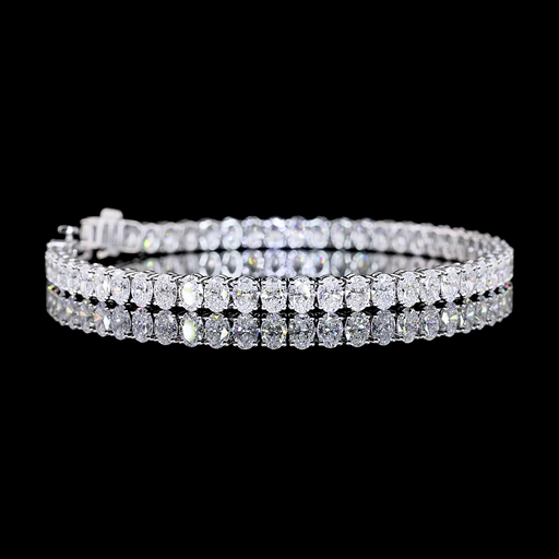 [BC14WTSOV950PNS] 9.81 Cts 14k White Gold Oval Shape Tennis Bracelet
