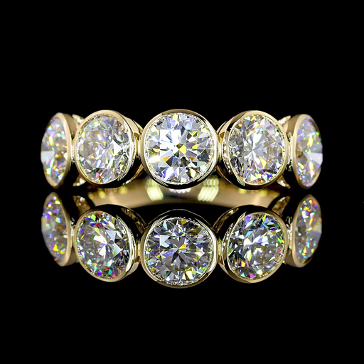 [EB14Y5RD300B] 2.98 Cts 14k Yellow Gold Round Shape 5 Stones Eternity Band