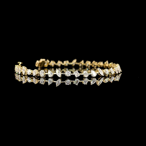 [BC14YTS350PIN] 3.73 Cts 14k Yellow Gold Mix Shape Tennis Bracelet