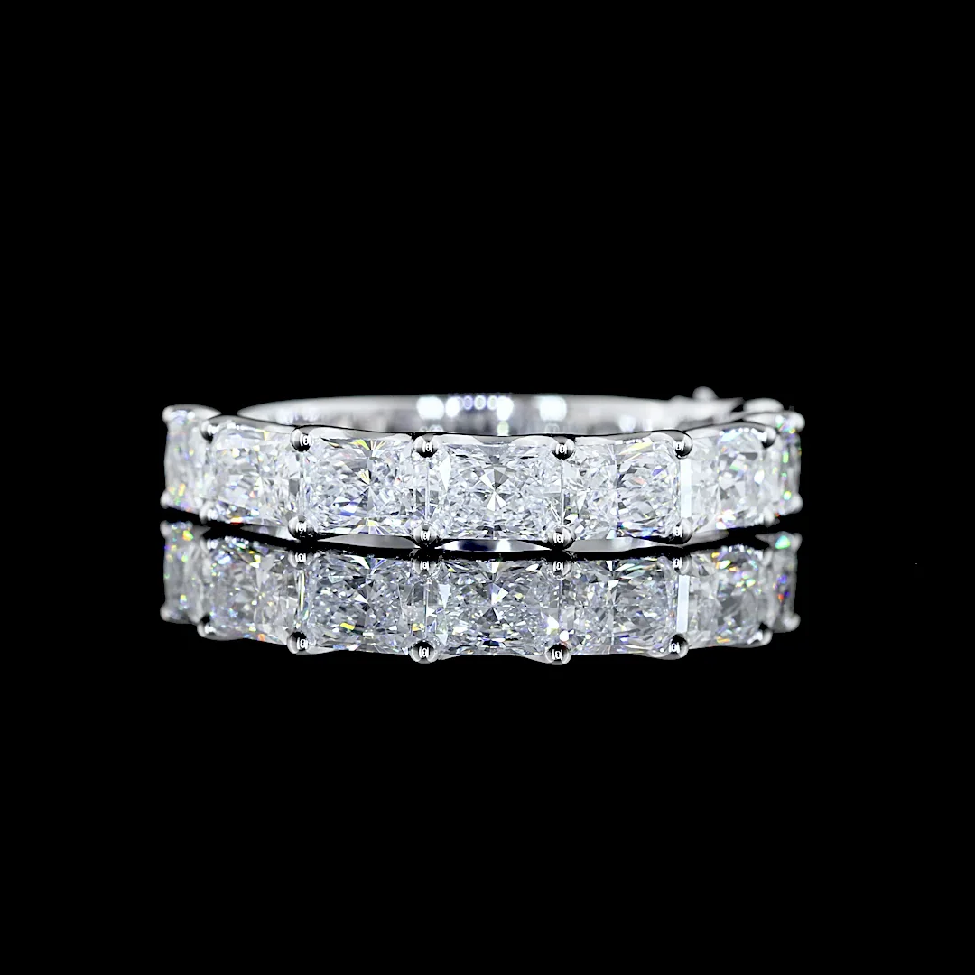 1.99 Cts 14k White Gold Radiant Shape Half Eternity Eternity Band