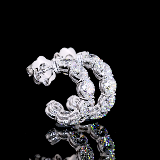 [ER14WCHPRD450P] 4.57 Cts 14k White Gold Round Shape C Hoops Earring