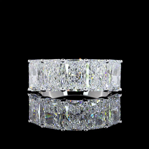 [EB14W5RAD500PNS] 5.03 Cts 14k White Gold Radiant Shape 5 Stones Eternity Band